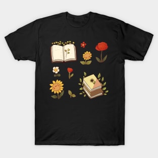 Books and flowers illustration T-Shirt